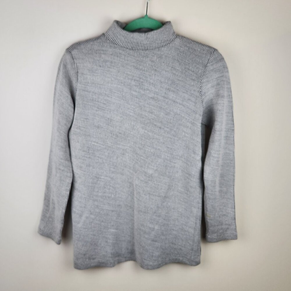 Denham Striped Lightweight Knit Oversized Cotton Blend Mockneck Sweater XXS